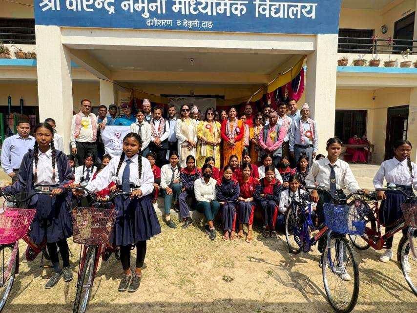 जोन्टा क्लब अफ काठमाडाैंले गर्‍यो दाङको एक विद्यालयका ४० विद्यार्थीलाई साइकल वितरण